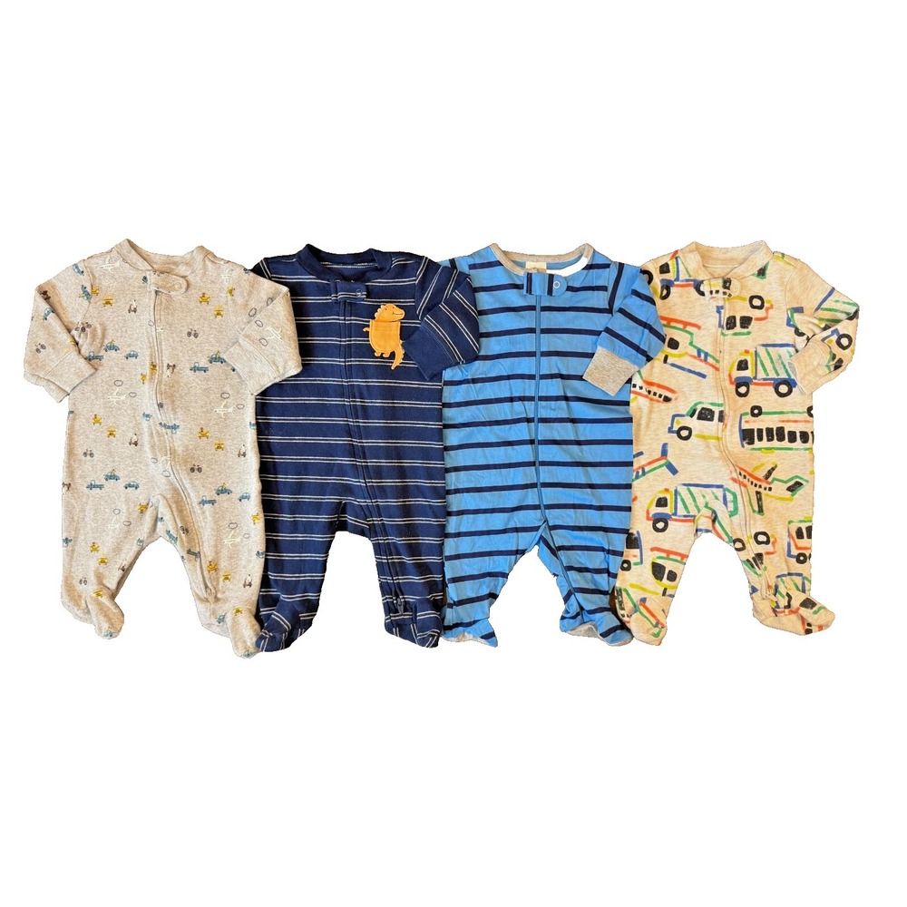 Carters Baby Boy 3 Months Footed Sleepers Lot Pajamas Outfits Clothes Truck Cars